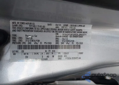 2013 Ford Focus Se from USA, damaged, VIN 1FADP3K20DL285371